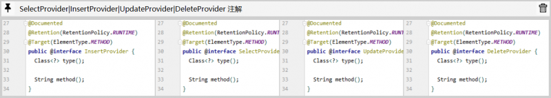`SelectProvider|InsertProvider|UpdateProvider|DeleteProvider`注解