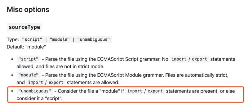 https://babeljs.io/docs/en/options#sourcetype