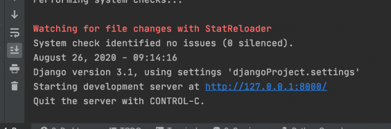 django显示Watching for file changes with StatReloader