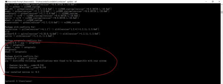 使用Anaconda下载pytorch，出现问题，希望各位朋友能予以解答