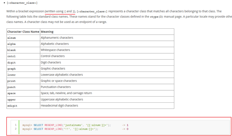 MySQL<span style='color:red;'>正则匹配</span>字符类