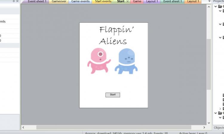 > 尝试用construct2制作Flappin alien!