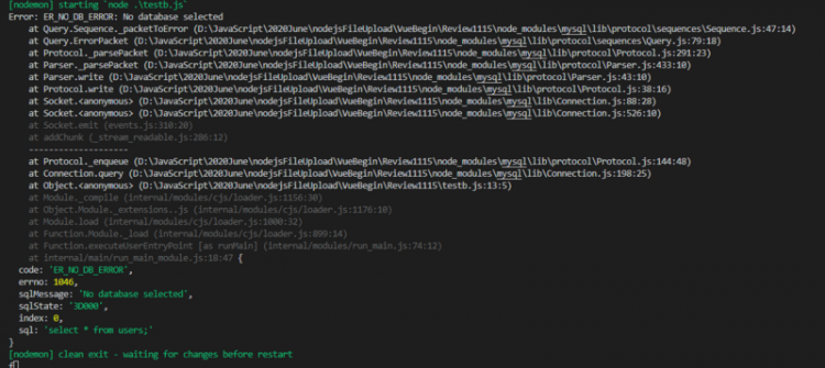 node 连接mysql报错问题