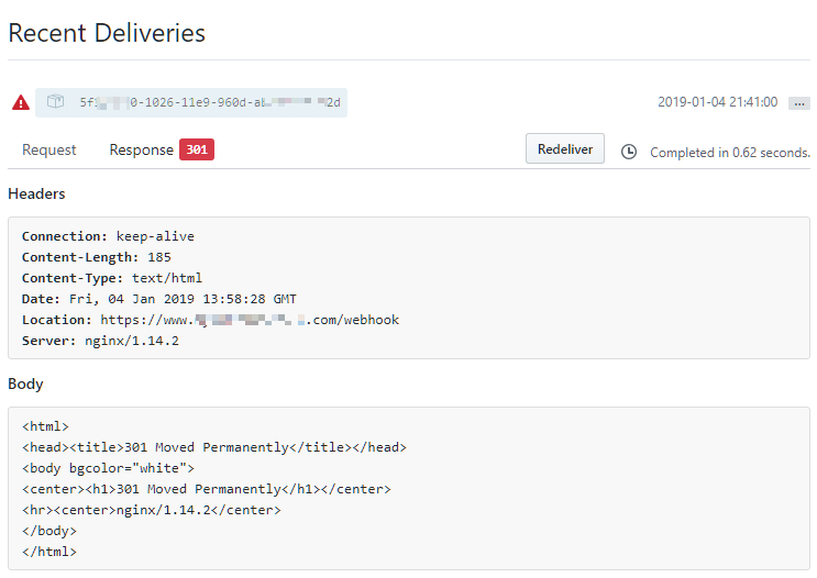 【nginx】使用Github的webhooks进行网站自动化部署，Deliver 失败？