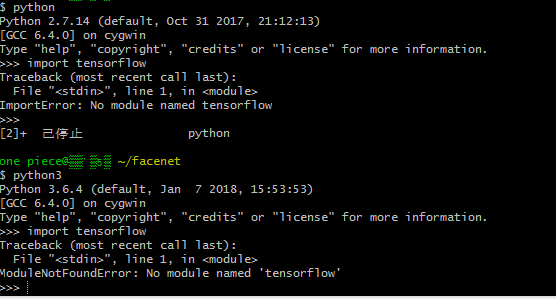 【Python】为什么我安装了tensorflow模块 现在导入不进去 cygwin64