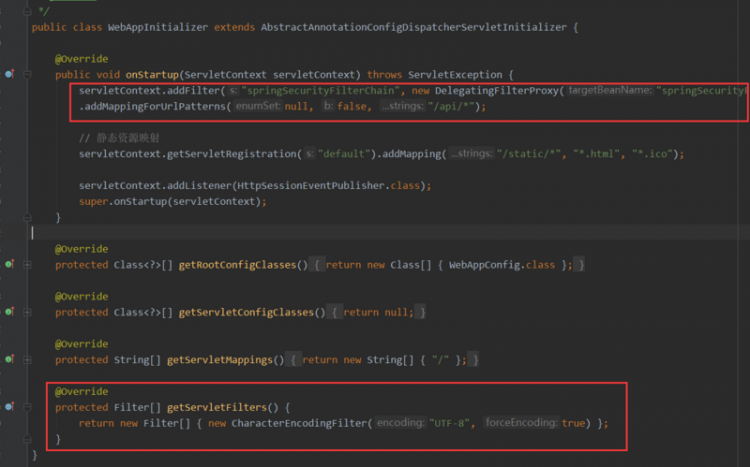 【Java】AbstractAnnotationConfigDispatcherServletInitializer设置Filter的问题？