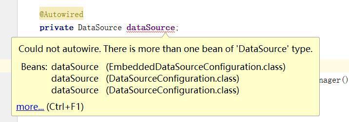 【Java】就配置了一个数据源，为什么提示 there is more than one bean of 