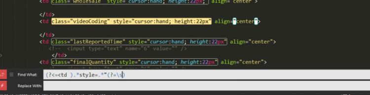 【JS】如何用正则表达式来删除html中td的style=