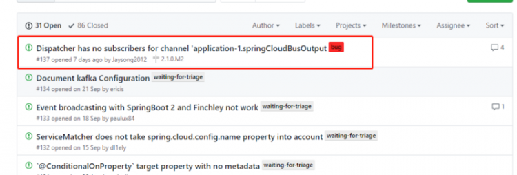 【java】spring cloud config+bus配置中心，出现Dispatcher has no subscribers错误