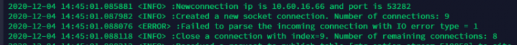 Failed to parse the incoming connection with IO error type=1