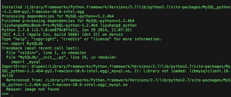 【mysql】MAC下配置mysql-python 遇见的问题