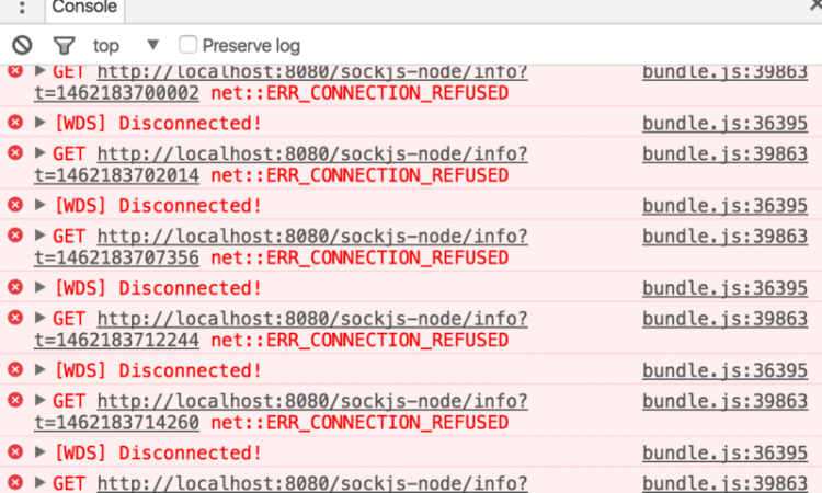 【JS】项目运行时一直发http://localhost:8080/sockjs-node/info?t=1462183700002请求