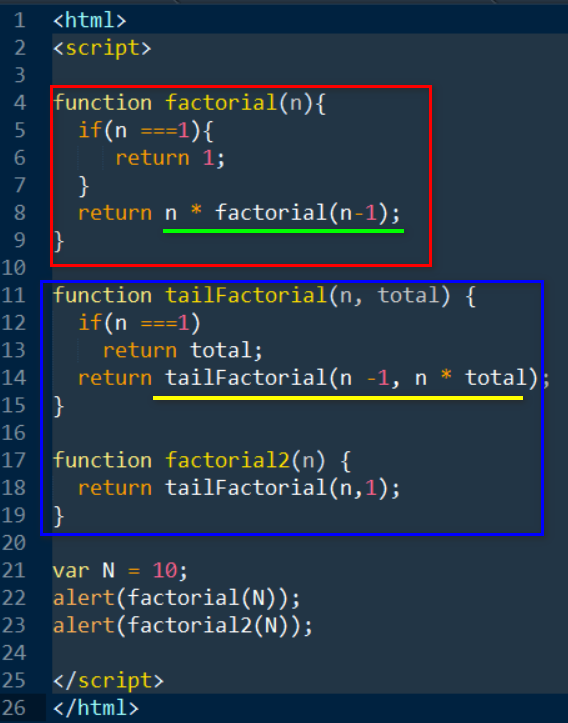 【JS】JavaScript, ABAP和Scala里的尾递归(Tail Recursion)