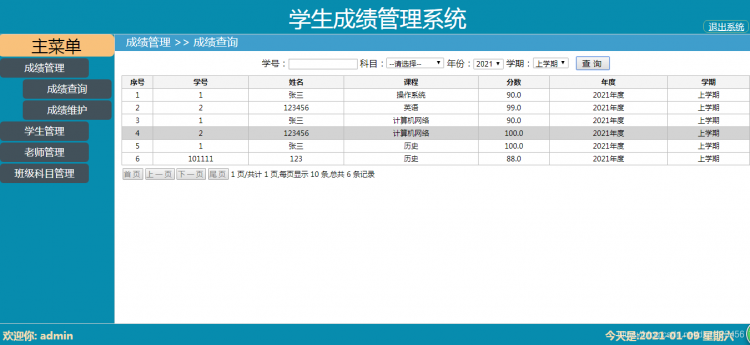 【Java】你的毕设我的心之学生成绩管理系统