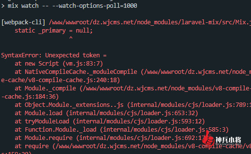【php】laravel使用npm构建报错laravel-mix/src/Mix.js:18 static _primary = null