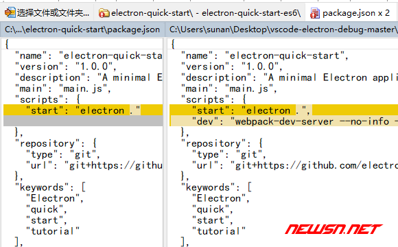 es6 版 electron 程序 vscode 调试，quick-start 范例