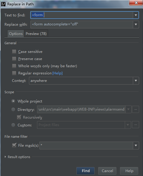 IntelliJIDEA搜索整个项目进行全局替换(有危险慎用)/张...