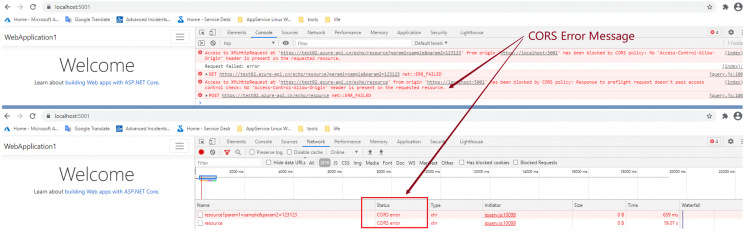 【Azure API 管理】APIM CORS策略设置后，跨域请求成功和失败的Header对比实验