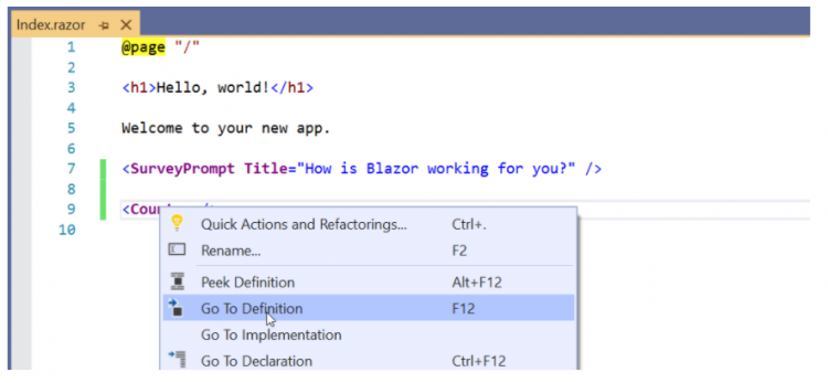 【译】Visual Studio 的 Razor 编辑器的改进