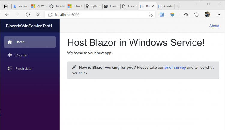 .NET 5学习笔记（11）—— Host Blazor WebAssembly in a Windows Service