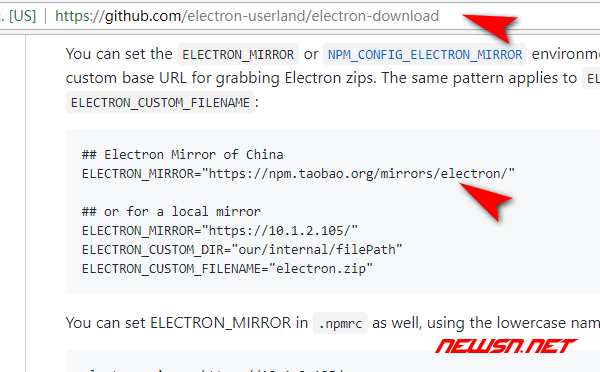 正确设置 ELECTRON_MIRROR ，加速下载 electron 预编译文件