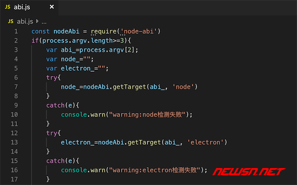 electron程序，node-abi查询NODE_MODULE_VERSION