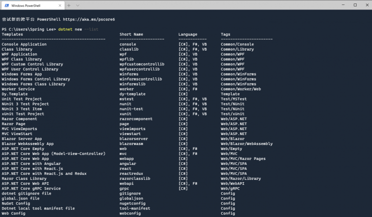 使用 .NET CLI 构建项目脚手架