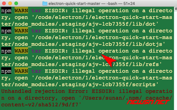 如何处理npm错误：EISDIR: illegal operation on a directory