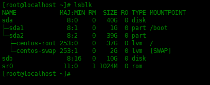 使用lsblk命令列出系统中的块设备