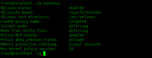 使用sestatus命令来查看SELinux的当前状态