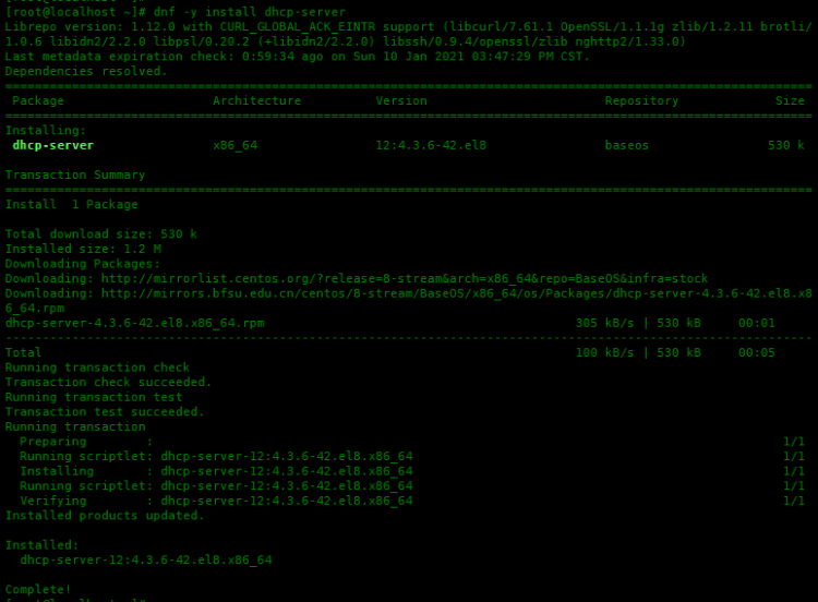 Centos8 如何配置DHCP服务器