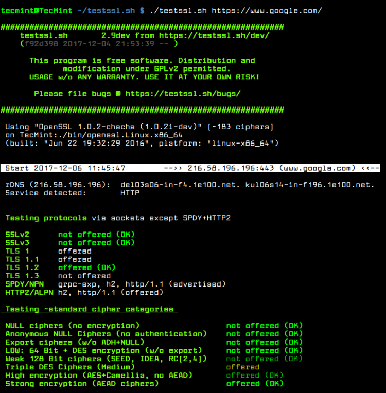 Testssl.sh – 在任何端口的任何地方测试TLS / SSL加密