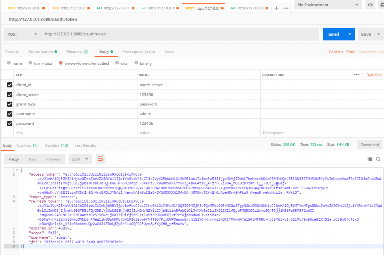 微服务中使用Spring Security + OAuth 2.0 + JWT 搭建认证授权服务