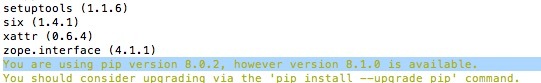 You are using pip version 8.0.2