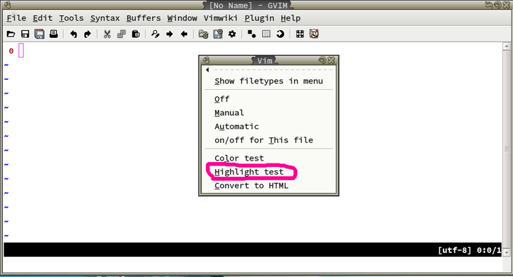 gvim hightlight test