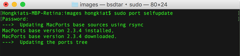 sudo port selfupdate