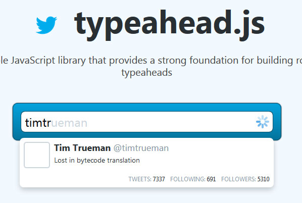 typeahead.js 由 twitter 开发的快速功能强大的自动完成插件