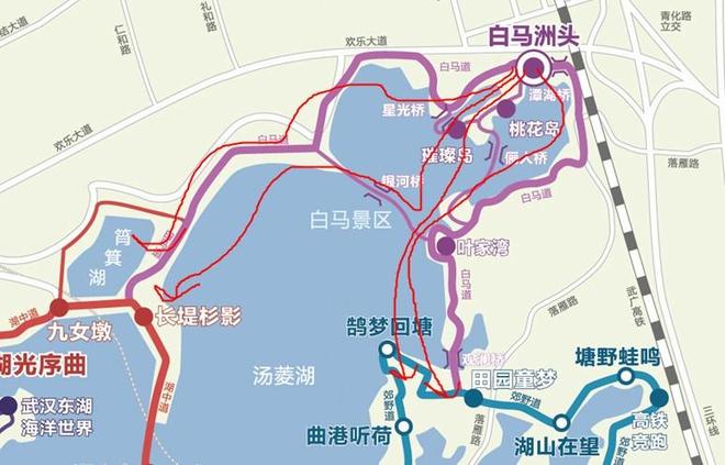 武汉东湖绿道线路图 这份高清路线图值得收藏