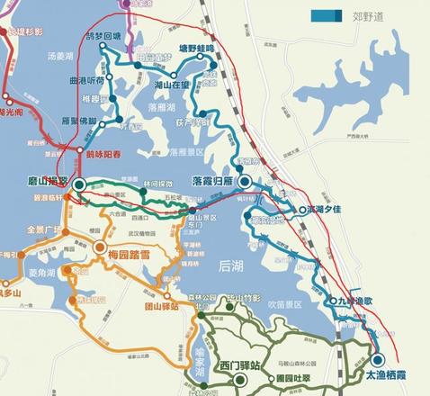 武汉东湖绿道线路图 这份高清路线图值得收藏