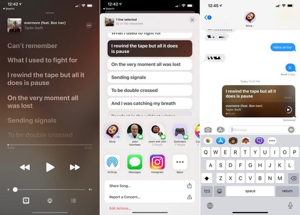 如何将 Apple Music 中的歌词通过 iMessage 分享至好友？