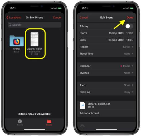 iOS 13 教程：如何在 iPhone 上的「日历」事件中添加附件？