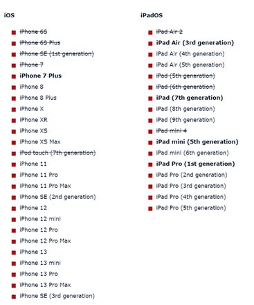 ios16不建议升级机型详情