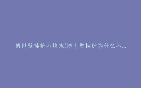 博世壁挂炉不烧水(博世壁挂炉为什么不烧保险丝)