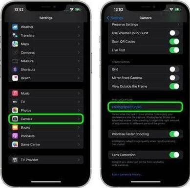 如何在iPhone 13相机应用程序中使用摄影风格