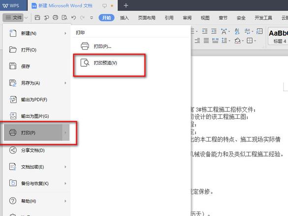 wps打印预览在哪？