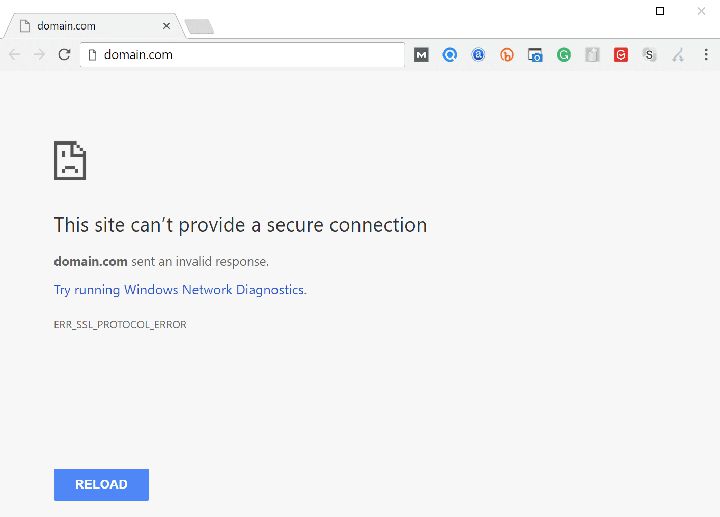 ERR_SSL_PROTOCOL_ERROR 谷歌浏览器