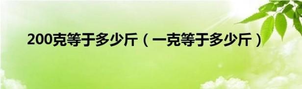 200克是多少斤（一克等于多少斤解答过程）