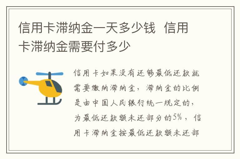 信用卡滞纳金一天多少钱  信用卡滞纳金需要付多少