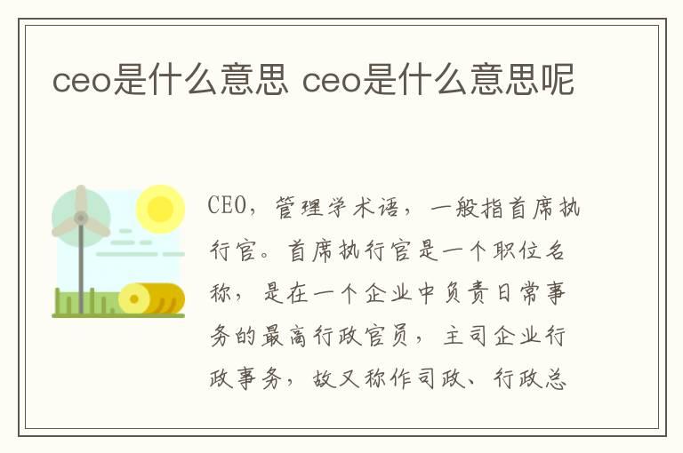 ceo是什么意思 ceo是什么意思呢