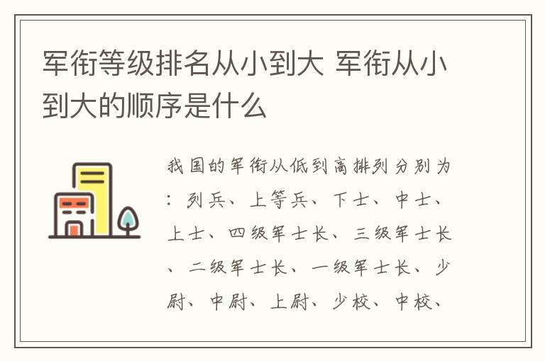 军衔等级排名从小到大 军衔从小到大的顺序是什么